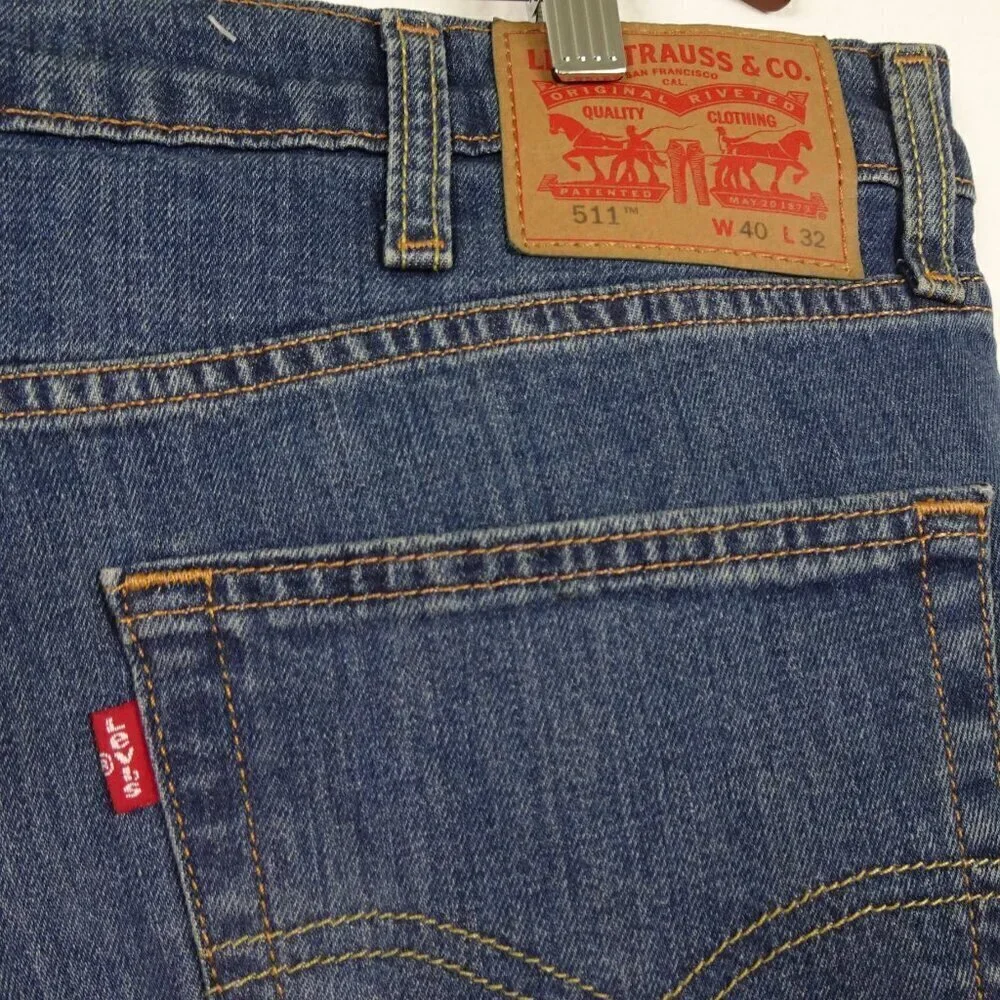 Levi's 511 Slim Jeans Men's Size 40x32 Blue Denim Stretch